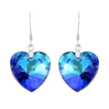 Simulated Blue Sapphire Heart Dangle Earrings in Rhodium Over Sterling Silver - Sticky add to cart bar