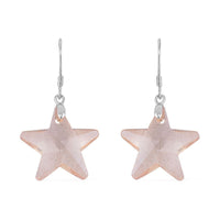 Simulated Blue Sapphire Star Earrings in Rhodium Over Sterling Silver