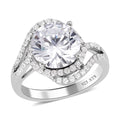 Lustro Stella Finest CZ Bypass Ring in Platinum Over Sterling Silver (Size 10.0) 6.50 ctw - Sticky add to cart bar