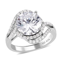 Lustro Stella Finest CZ Bypass Ring in Platinum Over Sterling Silver (Size 10.0) 6.50 ctw