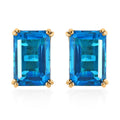 Caribbean Quartz (Triplet) Solitaire Stud Earrings in Vermeil Yellow Gold Over Sterling Silver 9.50 ctw - Sticky add to cart bar