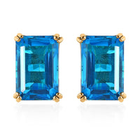 Caribbean Quartz (Triplet) Solitaire Stud Earrings in Vermeil Yellow Gold Over Sterling Silver 9.50 ctw