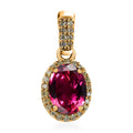 Iliana 18K Yellow Gold AAA Ouro Fino Rubellite and SI Natural Yellow Diamond Halo Pendant 1.60 ctw - Sticky add to cart bar