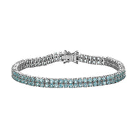 Madagascar Paraiba Apatite 2 Row Tennis Bracelet in Platinum Over Sterling Silver (8.00 In) 9.85 ctw