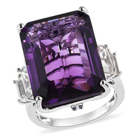 AAA African Amethyst, Multi Gemstone Ring in Platinum Over Sterling Silver (Size 7.0) 22.15 ctw