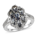 Green Tanzanite and White Zircon Floral Ring in Vermeil YG and Platinum Over Sterling Silver 2.00 ctw - Sticky add to cart bar