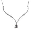 Green Tanzanite and White Zircon Drop Halo Necklace 18 Inches in Platinum Over Sterling Silver 2.75 ctw - Sticky add to cart bar