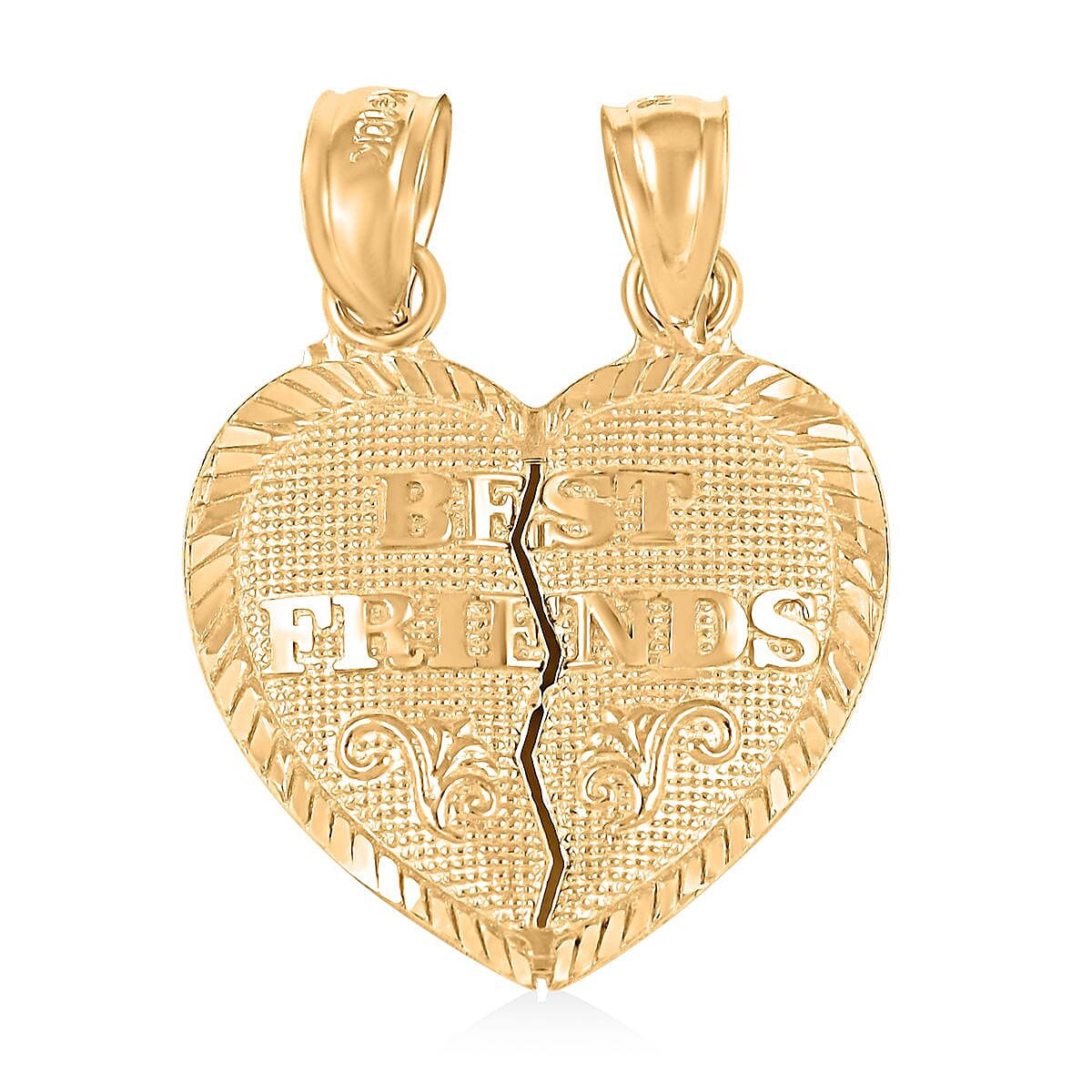 10K Yellow Gold DIamond-Cut Heart Pendant 1.1 Grams
