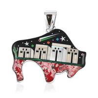 Santa Fe Style Multi Gemstone Old Pueblo Night Sky Stars Saturn Pendant in Sterling Silver 30.50 ctw