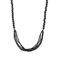 Thai Black Spinel and Shungite Beaded Necklace 20 Inches in Sterling Silver 120.00 ctw