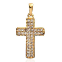 Karis Simulated Champagne Diamond Cross Pendant in 18K Yellow Gold Plated 1.00 ctw