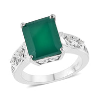Karis Verde Onyx and White Zircon Ring in Platinum Bond (Size 10.0) 4.20 ctw