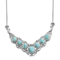 Larimar Necklace 18 Inches in Sterling Silver 21.65 ctw