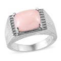 Premium Peruvian Pink Opal Men's Ring in Stainless Steel 4.25 ctw (Del. in 5-7 Days) - Sticky add to cart bar