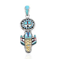Santa Fe Style Multi Gemstone Saguaro Cactus and Oval Vibrant Pendant in Sterling Silver 27.45 ctw - Sticky add to cart bar