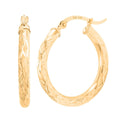 14K Yellow Gold 25x3mm Diamond Cut Hoop Earrings 2 Grams - Sticky add to cart bar