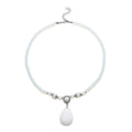 Lapis Lazuli and Austrian Crystal Beaded Necklace 18-20 Inches in Silvertone 167.00 ctw - Sticky add to cart bar