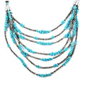 Santa Fe Style Kingman Turquoise Necklace 15 Inches in Sterling Silver 44.35 ctw - Sticky add to cart bar
