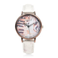 STRADA Japanese Movement Piano Pattern Dial Watch in White Ostrich Embossed Faux Leather Strap - Sticky add to cart bar