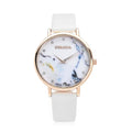 STRADA Austrian Crystal Japanese Movement Stone Pattern Dial Watch With White Faux Leather Strap - Sticky add to cart bar