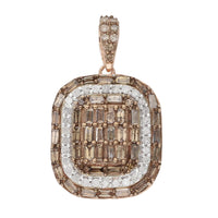 Natural Champagne and White Diamond Pendant in Vermeil Rose Gold Over Sterling Silver 1.00 ctw
