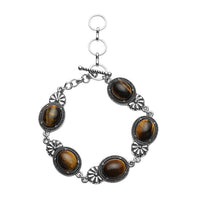 Lapis Lazuli Toggle Clasp Bracelet in Black Oxidized Silvertone (8.00 In) 45.00 ctw