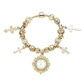 STRADA Austrian Crystal Japanese Movement Cross Charms Bracelet Watch in Silvertone - Sticky add to cart bar