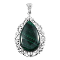 African Malachite Solitaire Pendant in Platinum Over Copper 36.80 ctw