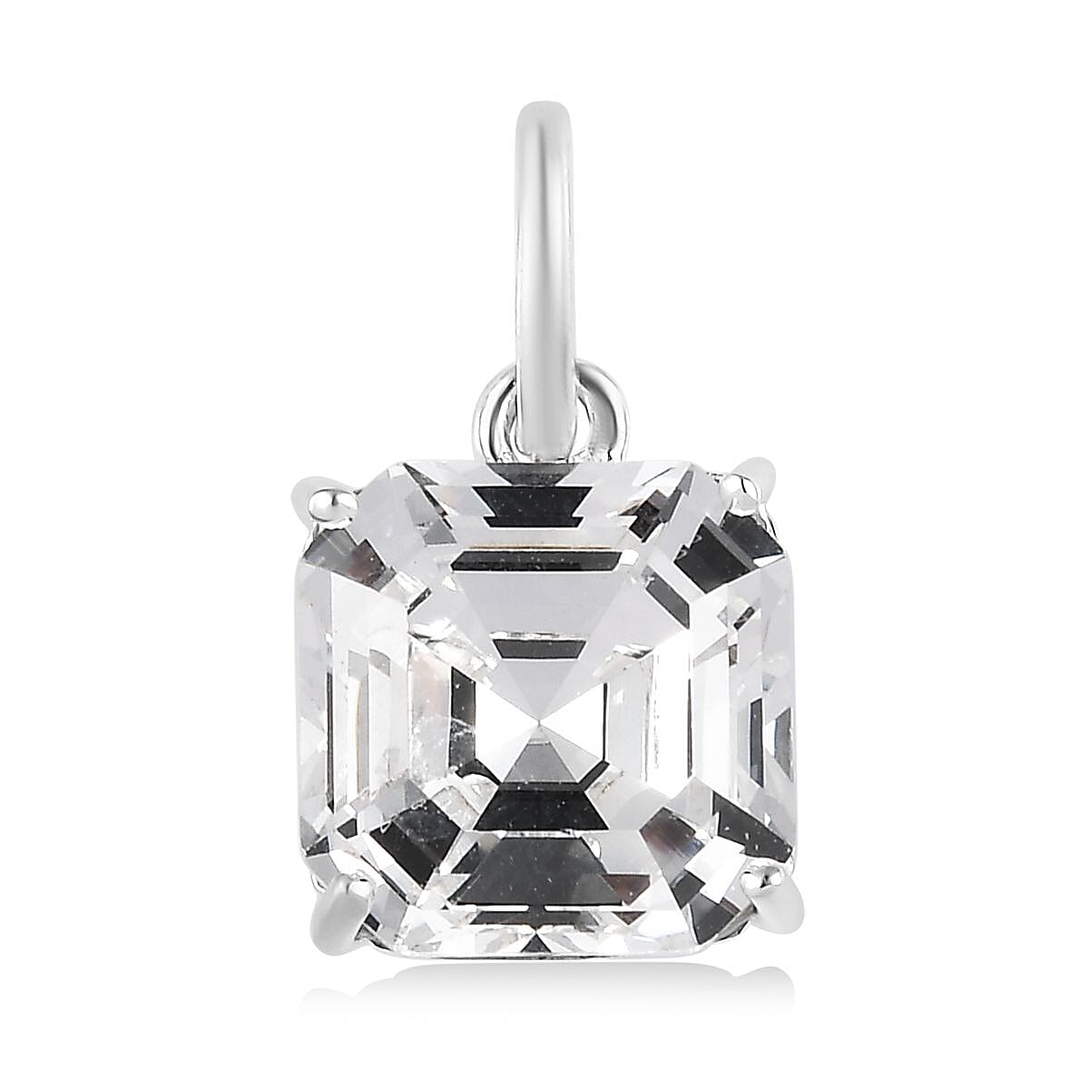 White Crystal Solitaire Pendant in Sterling Silver 4.50 ctw