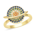 Simulated Multi Color Diamond Ring in Goldtone - Sticky add to cart bar
