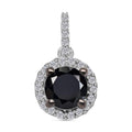 Black Diamond and Diamond Halo Pendant in Platinum Over Sterling Silver 2.00 ctw - Sticky add to cart bar
