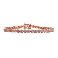 Luxoro 10K Rose Gold I3 Natural Pink Diamond Floral Tennis Bracelet (7.25 In) 9 Grams 2.00 ctw