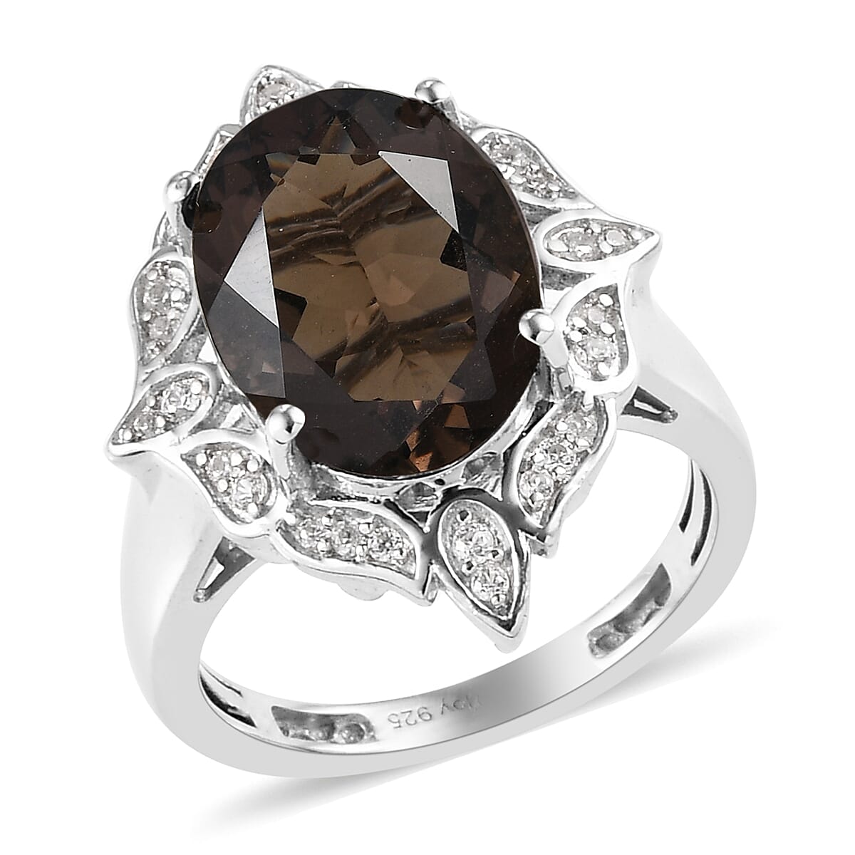 Columbianite, Natural White Zircon Cocktail Ring in Platinum Over Sterling Silver 5.40 ctw