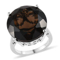 Brazilian Smoky Quartz Solitaire Ring in Platinum Over Sterling Silver (Size 9.0) 21.15 ctw - Sticky add to cart bar