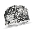 Austrian Crystal and Natural Thai Black Spinel Flower Ring in Stainless Steel (Size 9.0) 1.30 ctw - Sticky add to cart bar