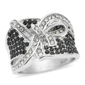 Austrian Crystal and Natural Thai Black Spinel Knotted Ring in Stainless Steel (Size 9.0) 0.70 ctw - Sticky add to cart bar