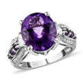 Lusaka Amethyst, White Zircon Ring in Platinum Over Sterling Silver (Size 5.5) 6.30 ctw - Sticky add to cart bar