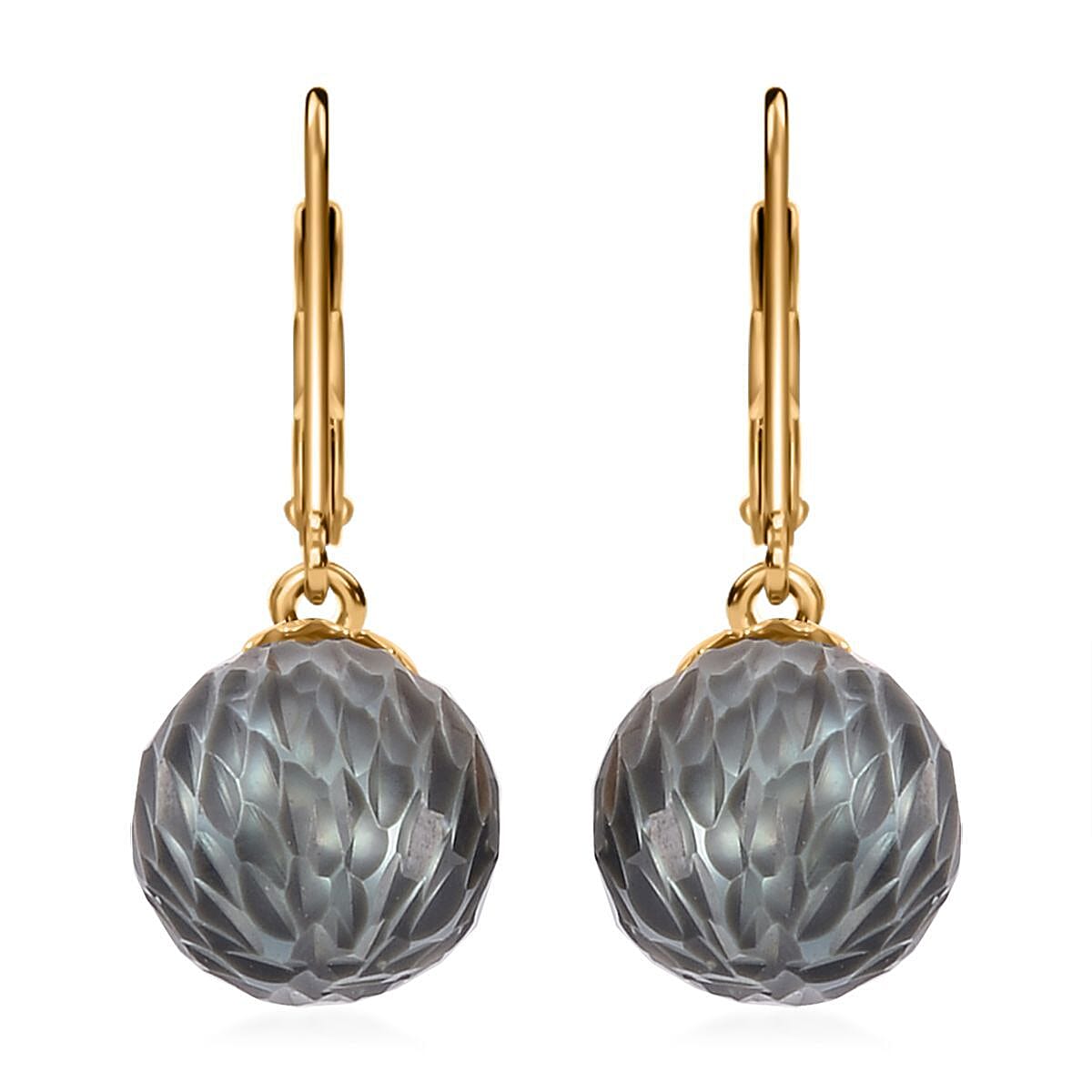 Tahitian Cultured Pearl 9-10mm Lever Back Earrings in Vermeil Yellow Gold Over Sterling Silver
