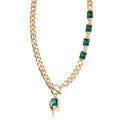 Green Glass Necklace 20 Inches in Goldtone - Sticky add to cart bar