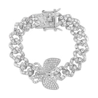 Austrian Crystal Spinner Butterfly Bracelet in Silvertone (6.50 In)