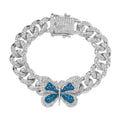 Austrian Crystal, Enameled Butterfly Bracelet in Silvertone (6.50 In) - Sticky add to cart bar