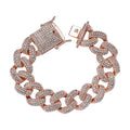 White Austrian Crystal Curb Link Chain Bracelet in Silvertone (6.50 In) - Sticky add to cart bar