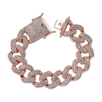 White Austrian Crystal Curb Link Chain Bracelet in Silvertone (6.50 In)