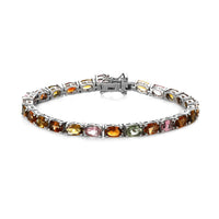 Multi-Tourmaline Tennis Bracelet in Platinum Over Sterling Silver (6.50 In) 12.50 ctw