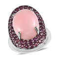 Premium Peruvian Pink Opal and Orissa Rhodolite Garnet Ring in Platinum Over Sterling Silver 10.15 ctw (Del. in 7-10 Days) - Sticky add to cart bar