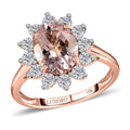 Luxoro 10K Rose Gold AAA Pink Morganite and Moissanite Sunburst Ring 2.15 ctw - Sticky add to cart bar