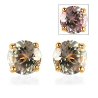 AAA Turkizite Solitaire Stud Earrings in Vermeil Yellow Gold Over Sterling Silver 1.25 ctw