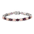Premium Peruvian Pink Opal and Orissa Rhodolite Garnet Tennis Bracelet in Platinum Over Sterling Silver (6.50 In) 17.65 ctw (Del. in 7-10 Days) - Sticky add to cart bar