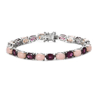 Premium Peruvian Pink Opal and Orissa Rhodolite Garnet Tennis Bracelet in Platinum Over Sterling Silver (6.50 In) 17.65 ctw (Del. in 7-10 Days)