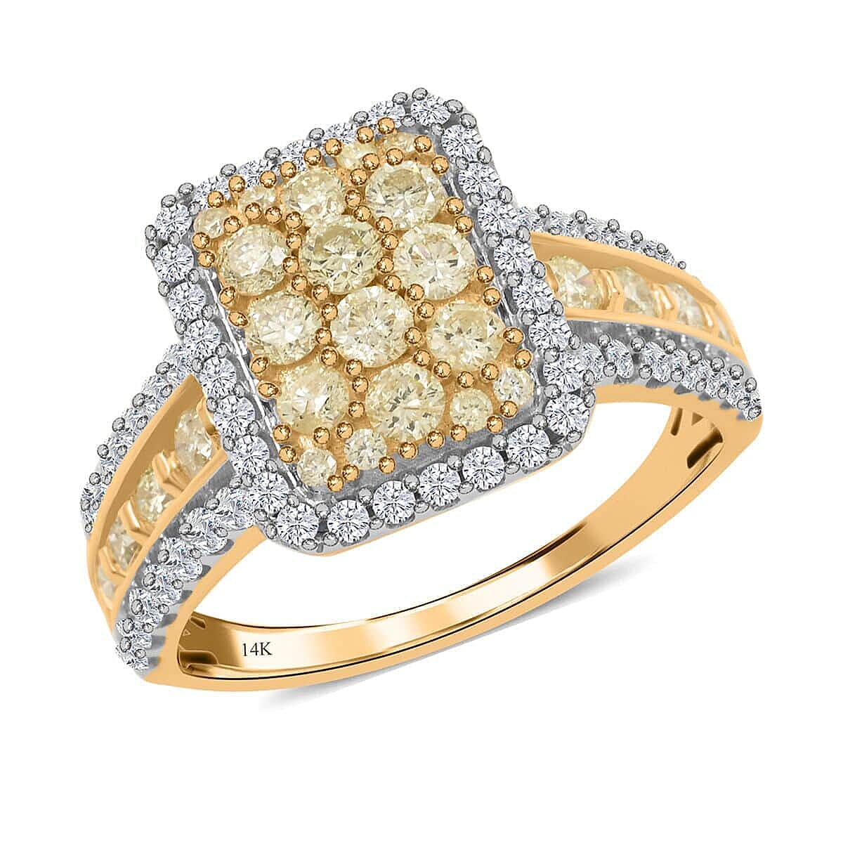 14K Yellow Gold Natural Yellow and White Diamond Ring (Size 10.0) 4.60 Grams 1.00 ctw (Del. in 15-20 Days)